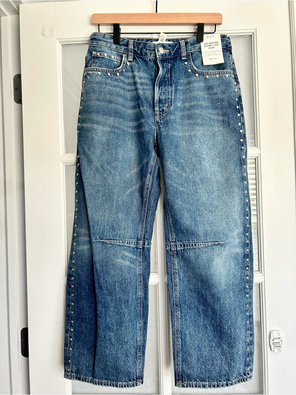 Madewell The Darted Barrel Leg Jean with Stud Trim